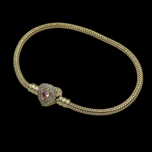 Brățară Charms Pink Heart Placată cu Aur 18K