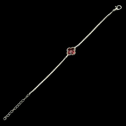 Brățară Tennis Trifoi Red Silver