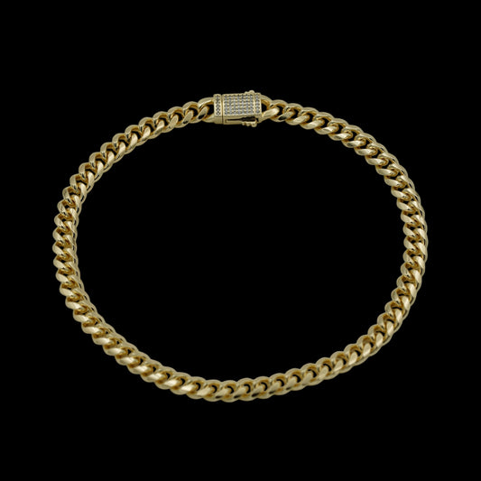 Bratara de picior Cuban 6mm Placata cu Aur 18K