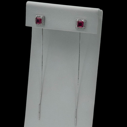 Cercei Square Fuchsia Argint