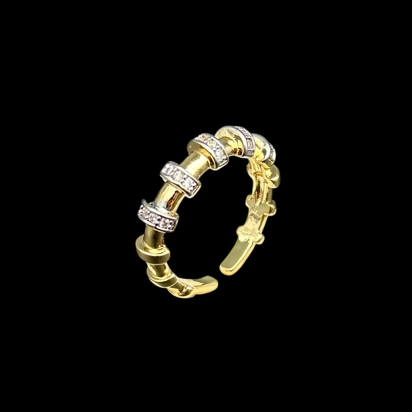 Inel reglabil Bamboo Placat cu Aur 18K