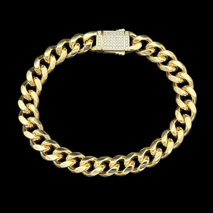 Brățară Cuban 8mm Placată cu Aur 18K
