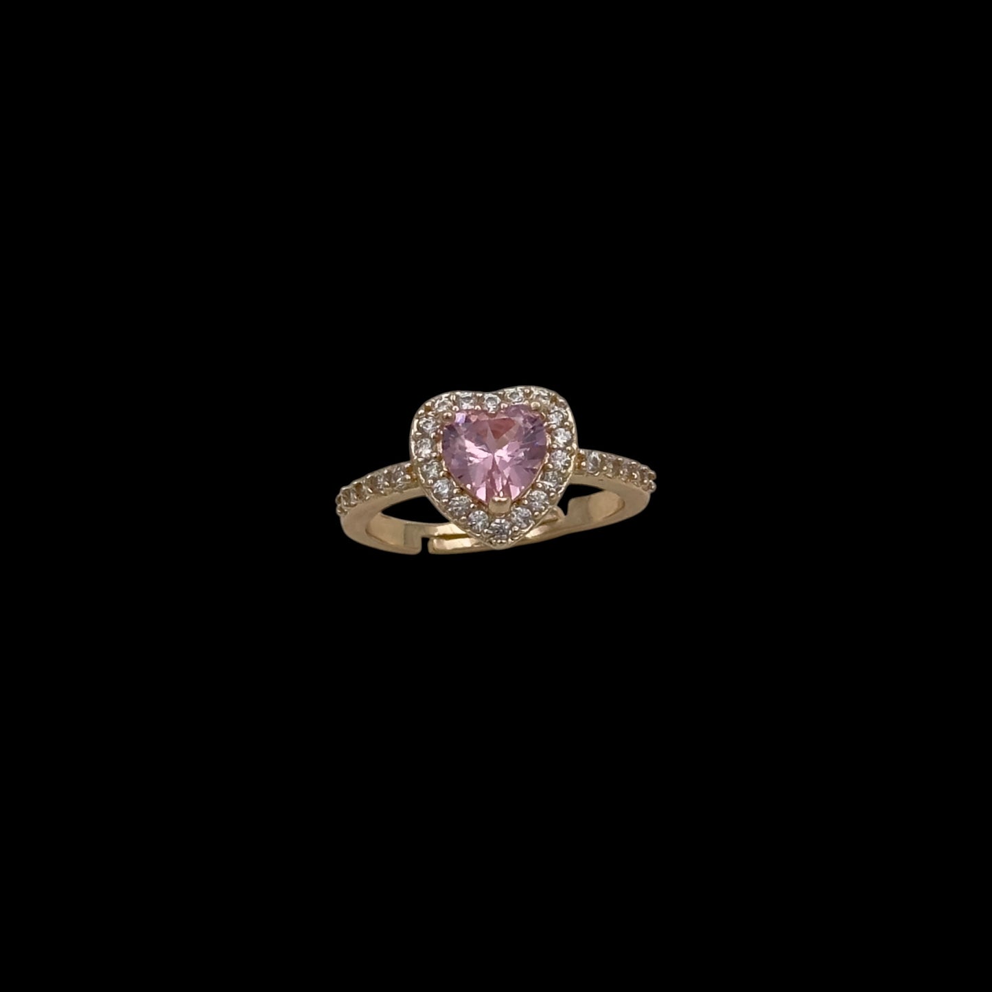 Inel reglabil Heart Pink Placat cu Aur 18K