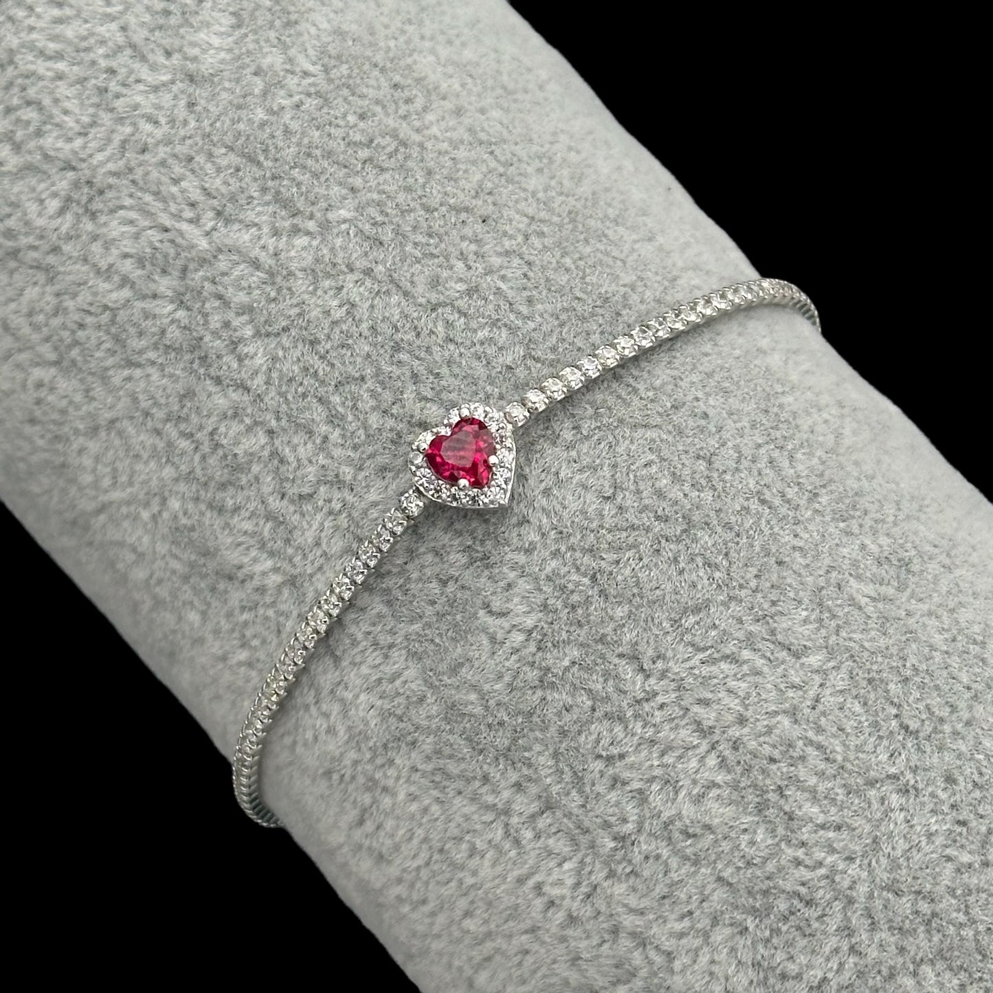 Bratara Tennis Love Fuchsia Argint