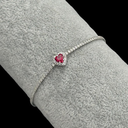 Bratara Tennis Love Fuchsia Argint