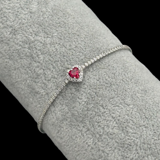 Bratara Tennis Love Fuchsia Argint