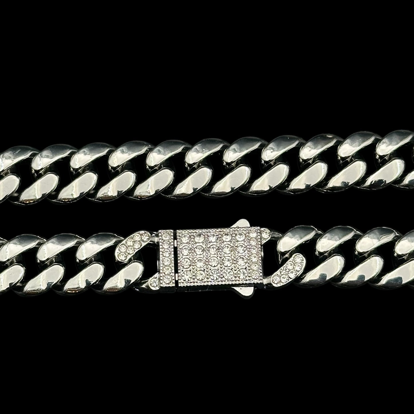 Colier Cuban Clear Silver