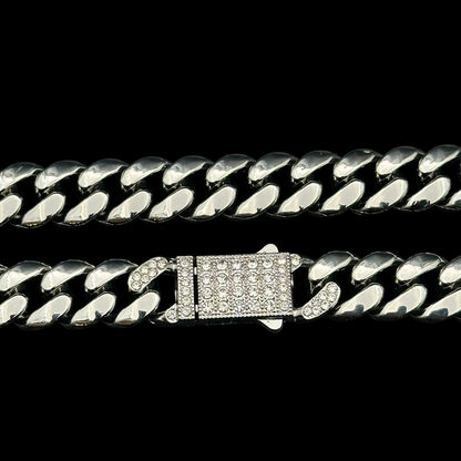Colier Cuban Clear Silver