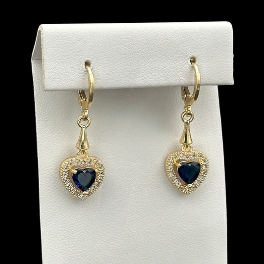 Cercei Heart Blue Placați cu Aur 18K