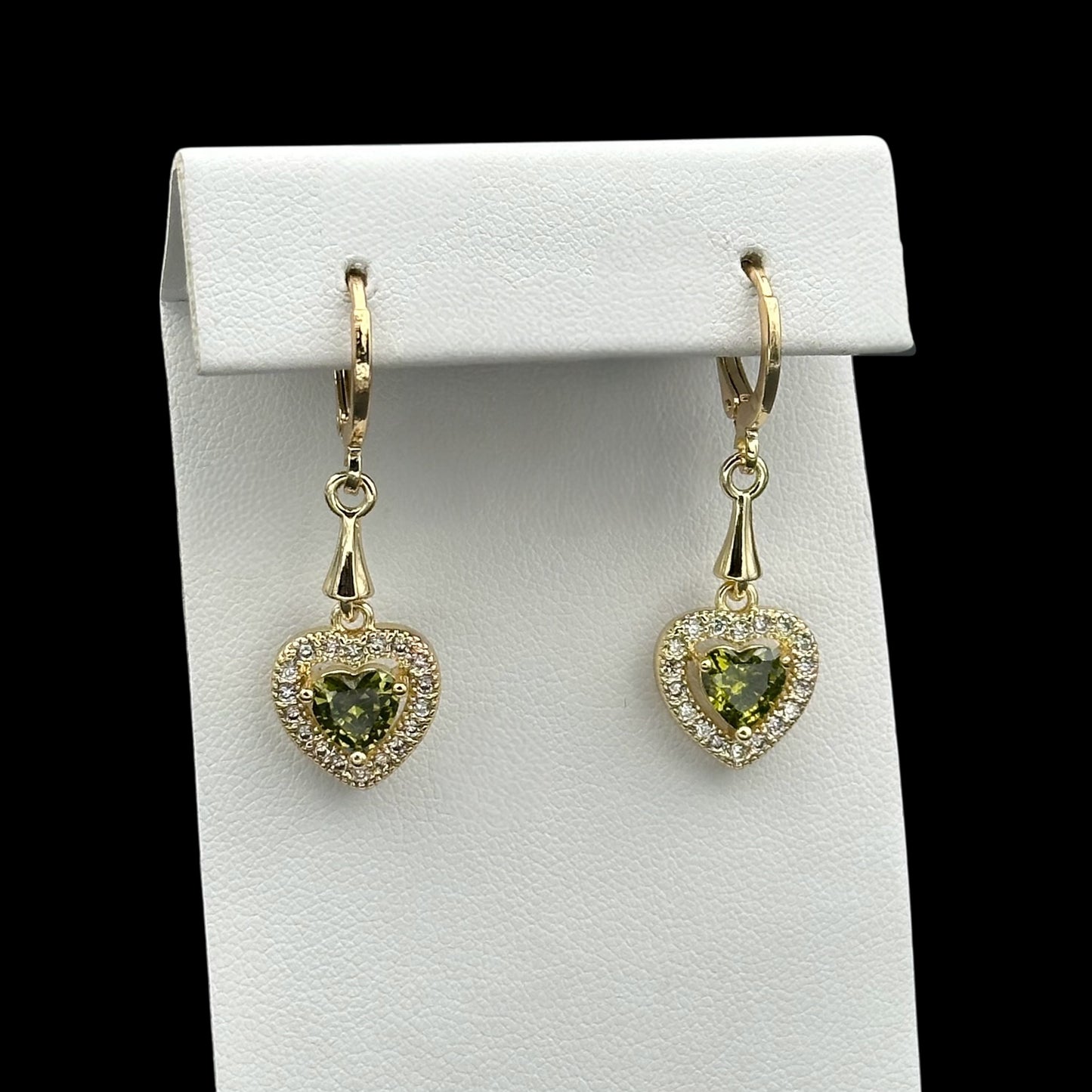 Cercei Heart Kaki Placați cu Aur 18K