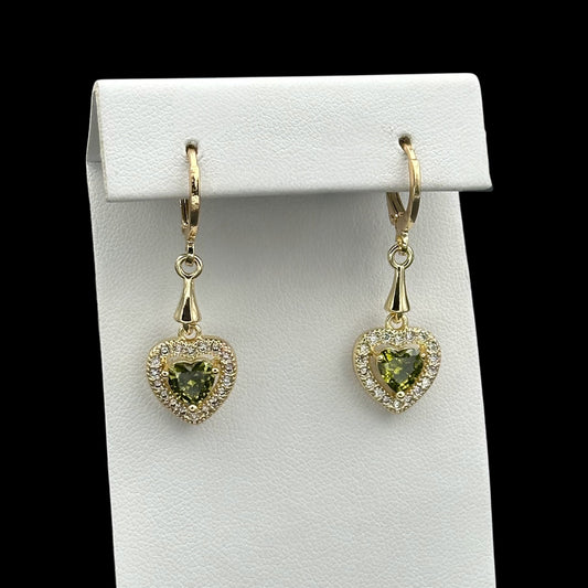 Cercei Heart Kaki Placați cu Aur 18K