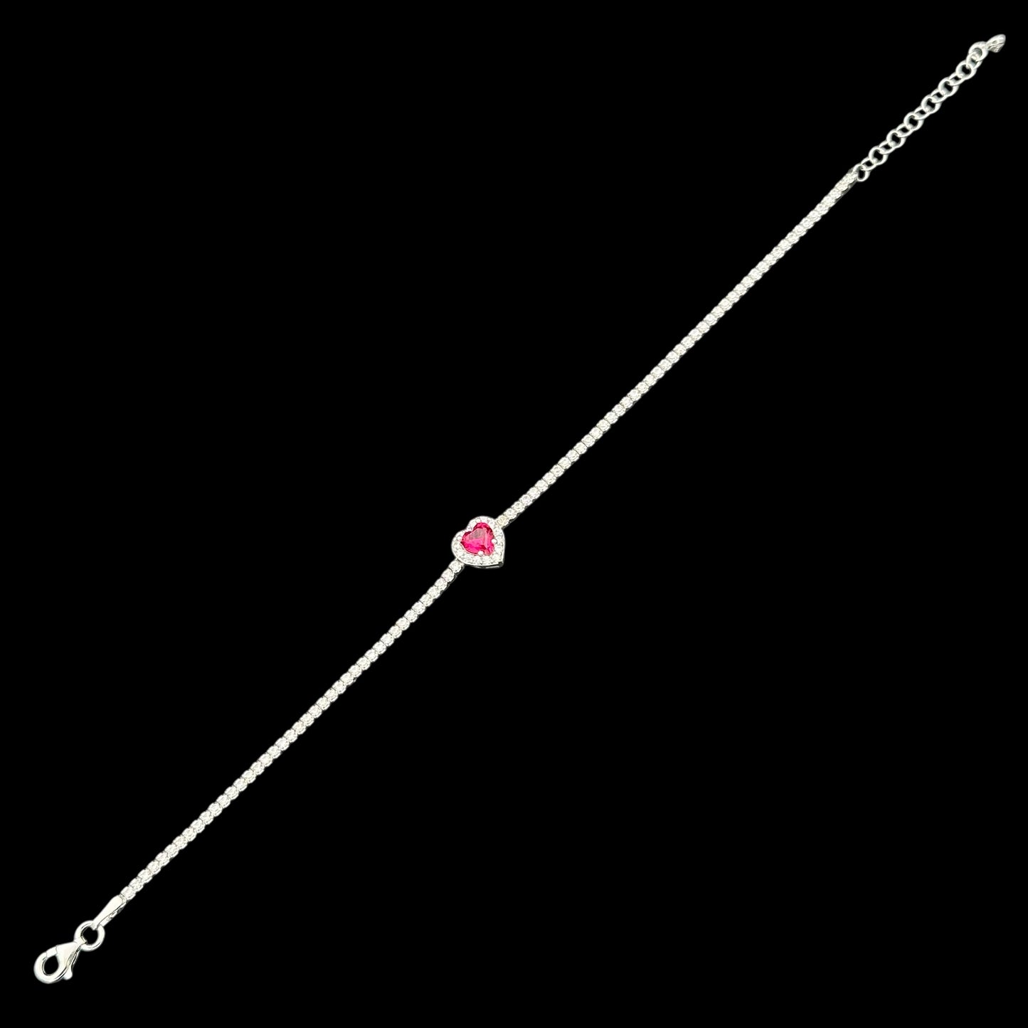 Bratara Tennis Love Fuchsia Argint