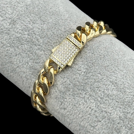 Brățară Cuban 10mm Placată cu Aur 18K