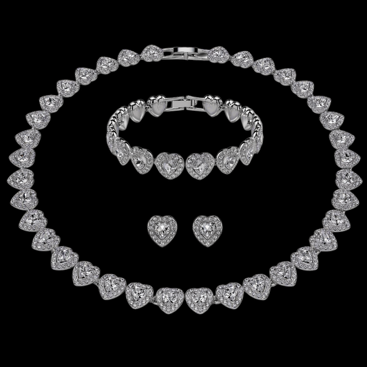 Set Tennis Affection Placat cu Aur Alb