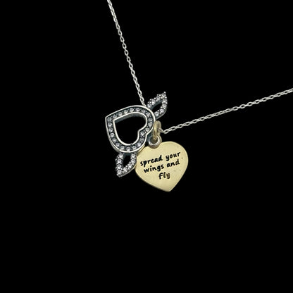 Lantisor Angel Heart Argint Placat cu Aur 14K