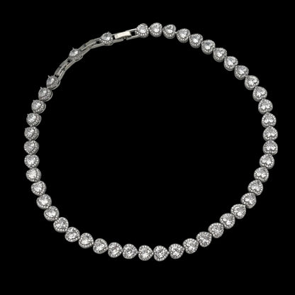 Colier Tennis Love's Embrace + Cercei Placați cu Aur Alb