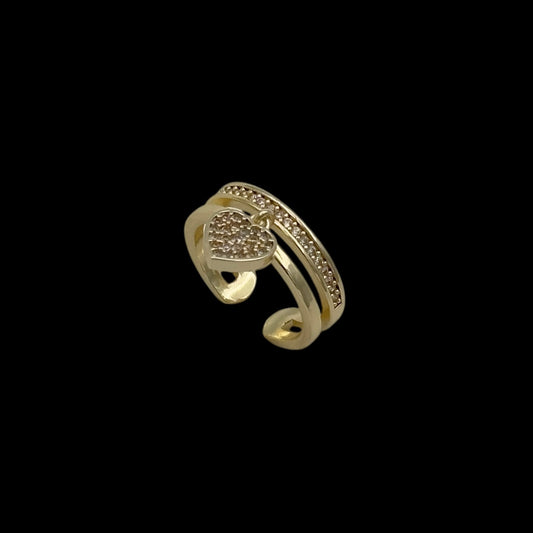 Inel reglabil Heart Charm Placat cu Aur 18K