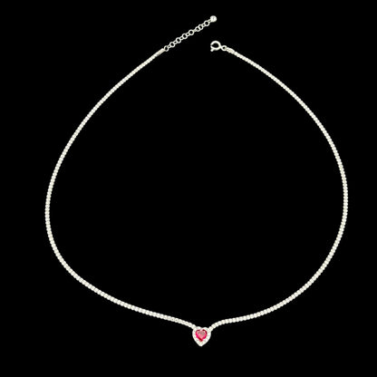 Colier Tennis Love Fuchsia Argint