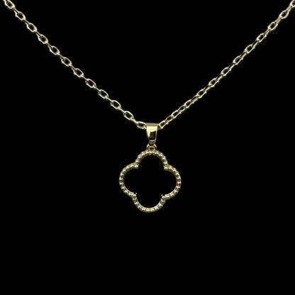 Lantisor Trifoi Auriu cu Negru Placat cu Aur 18K