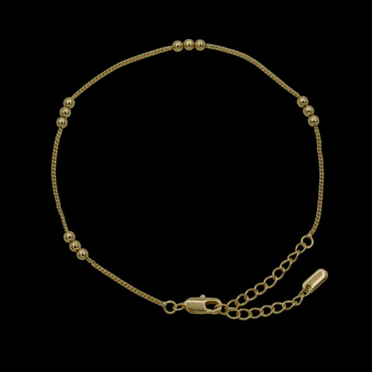 Bratara de picior Triple Sphere Placata cu Aur 18K