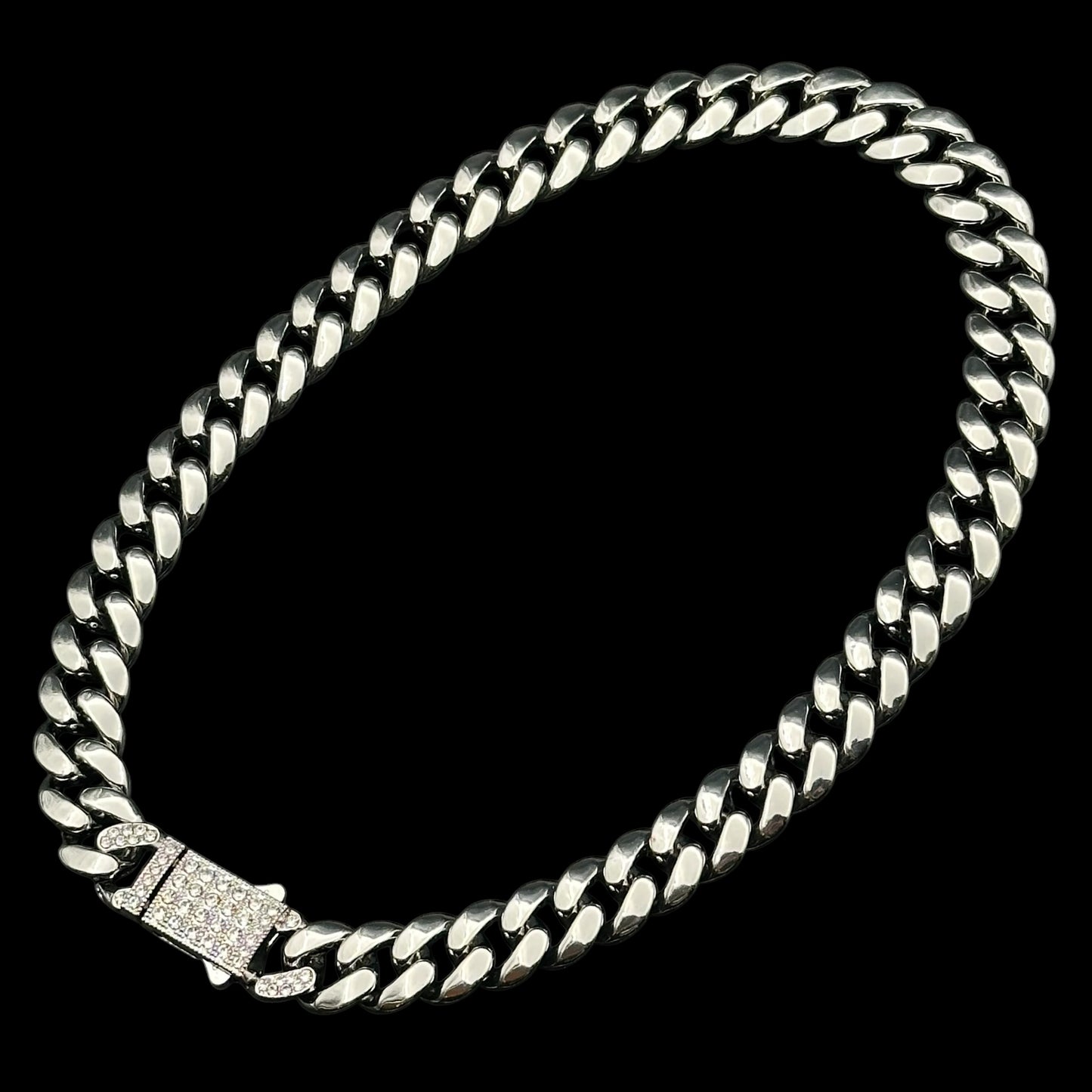 Colier Cuban Clear Silver