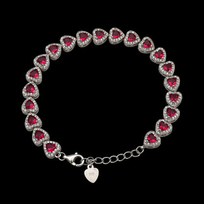 Bratara Tennis Love's Embrace Red Argint