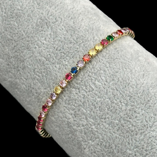 Brățară Tennis 3mm Multicolor Placată cu Aur 18K