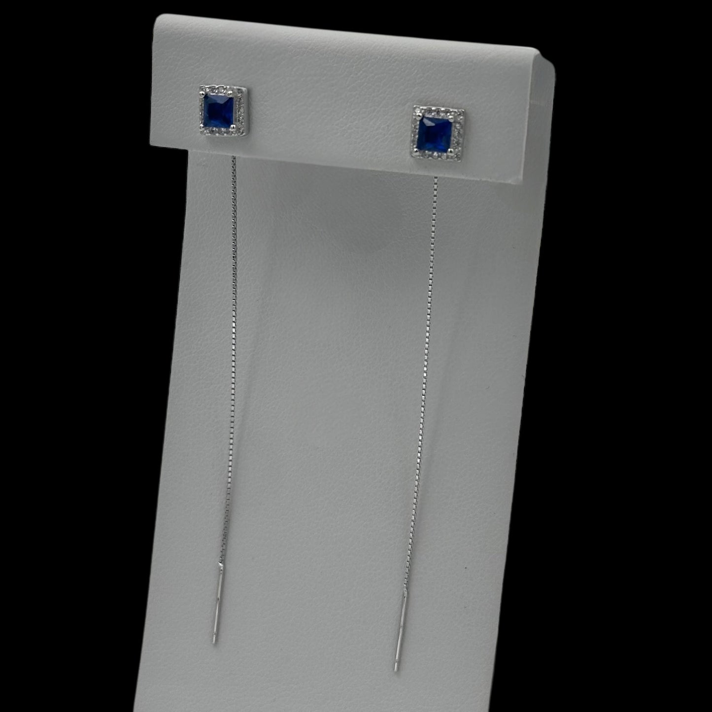 Cercei Square Blue Argint