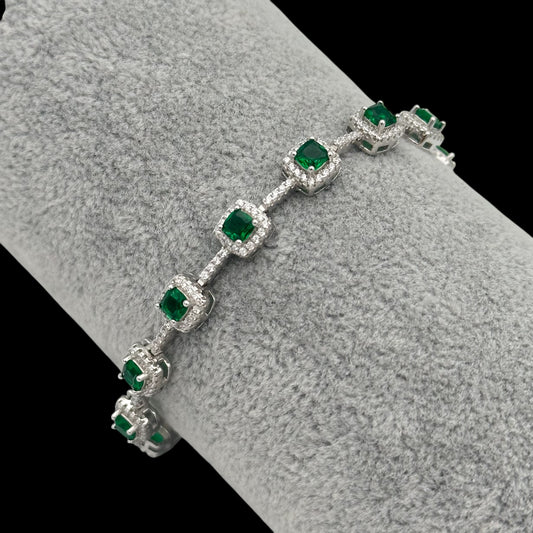 Bratara Tennis Exclusive Green Argint