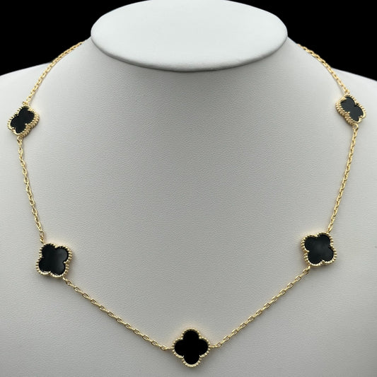 Colier Trifoi Auriu cu Negru Placat cu Aur 18K