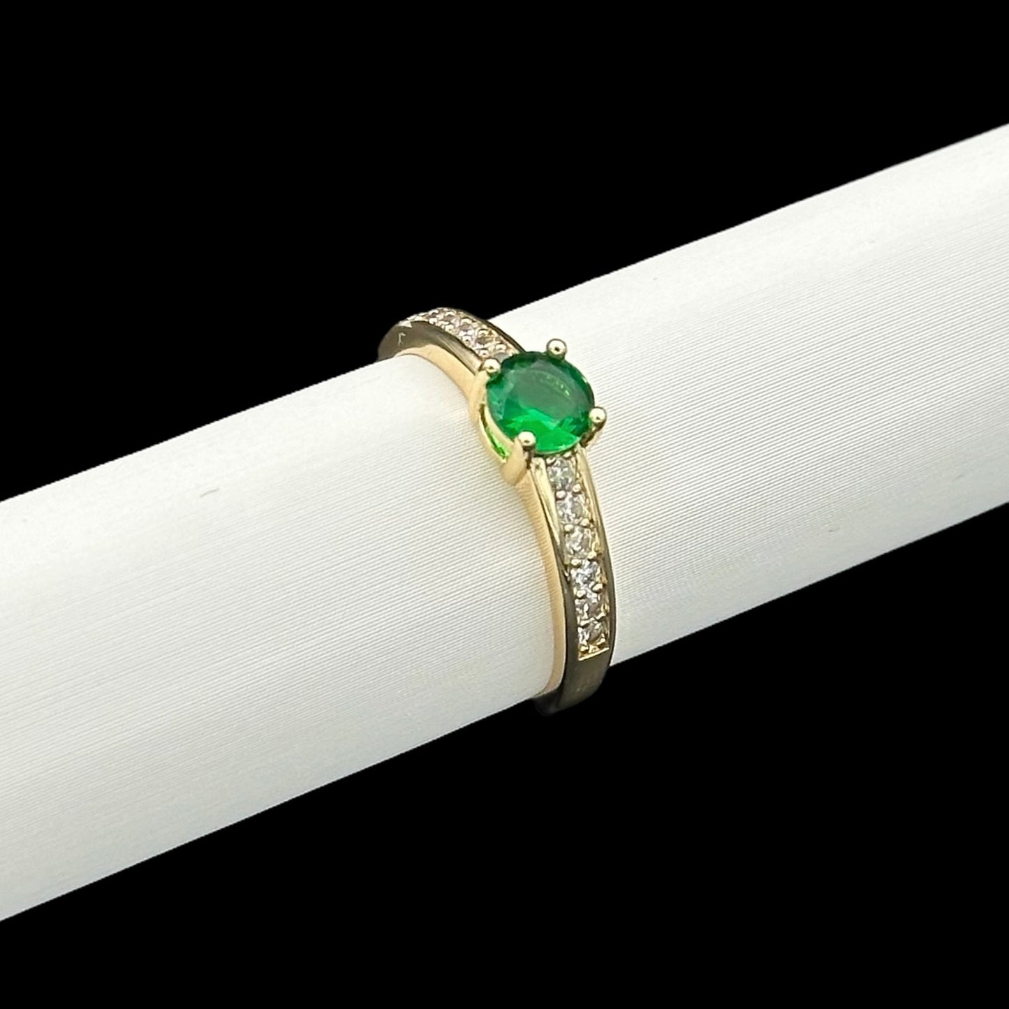 Inel Promise Green Placat cu Aur 18K