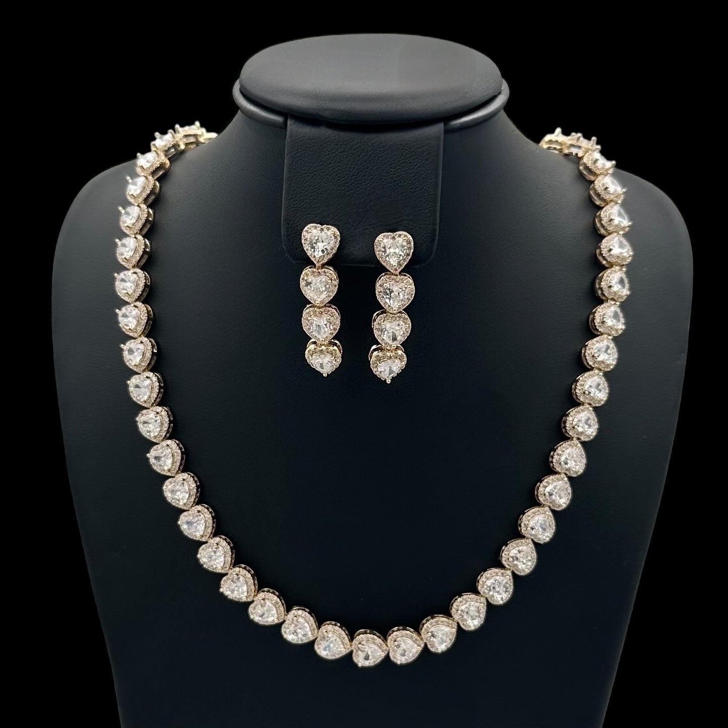 Colier Tennis Love's Embrace + Cercei Placați cu Aur 18K