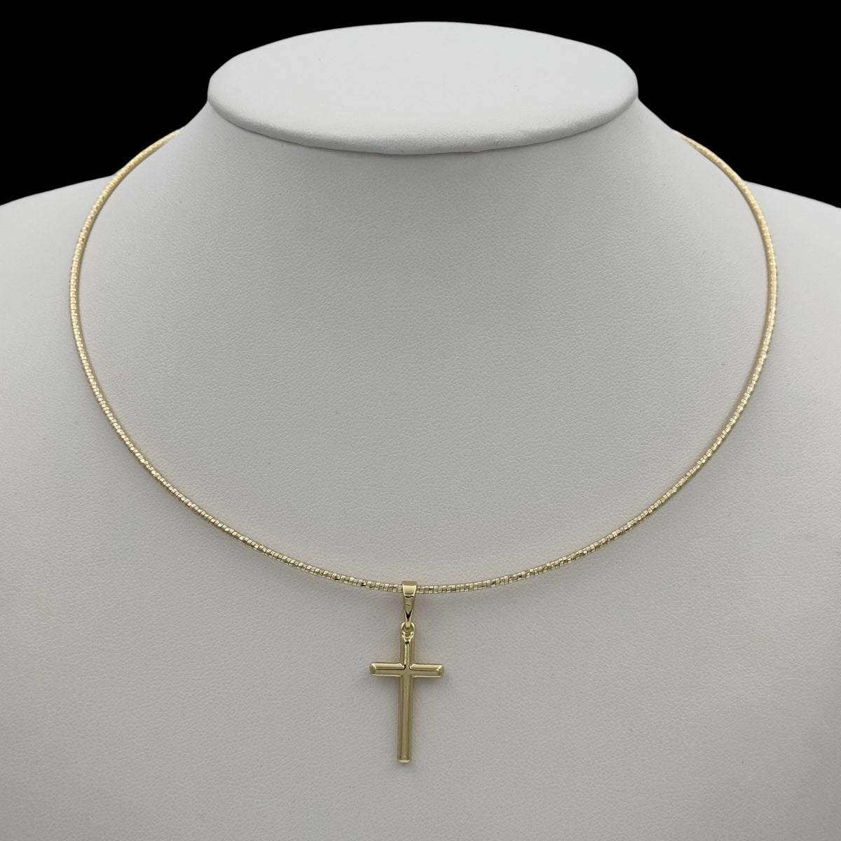Colier Choker Cross Clear Placat cu Aur 18K