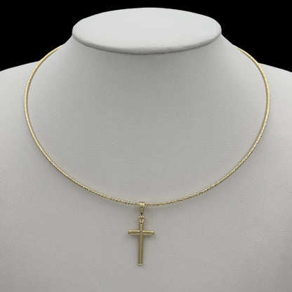 Colier Choker Cross Clear Placat cu Aur 18K