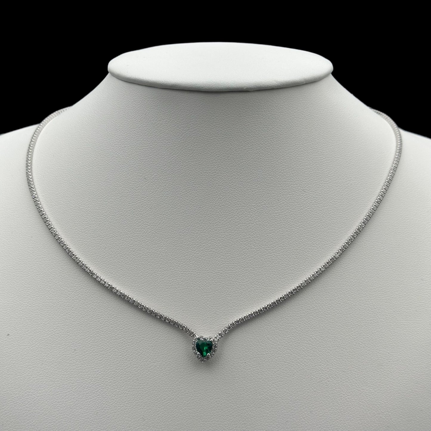 Colier Tennis Love Green Argint