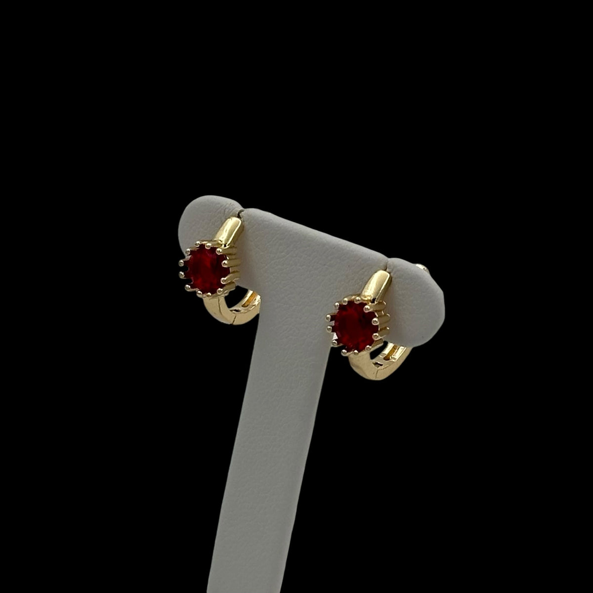 Cercei Mini Spark Red Placati cu Aur 18K