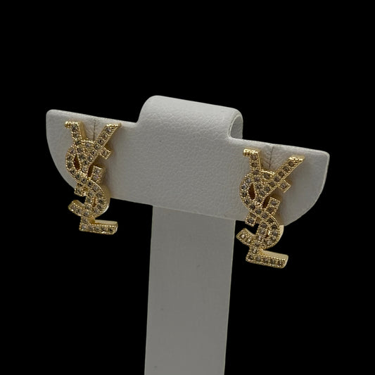 Cercei Mini YSL Placați cu Aur 18K