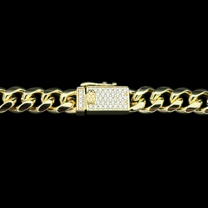 Brățară de picior Cuban 8mm Placată cu Aur 18K