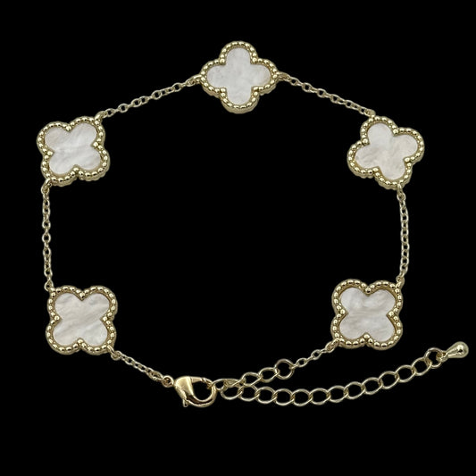 Brățară Trifoi Auriu cu Alb Placată cu Aur 18K