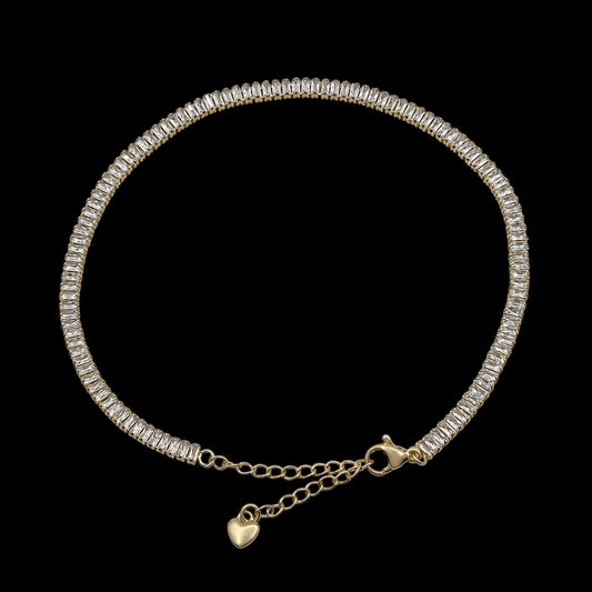 Bratara de picior Tennis Deluxe Placata cu Aur 18K