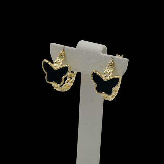 Cercei Butterfly Black Placati cu Aur 18K
