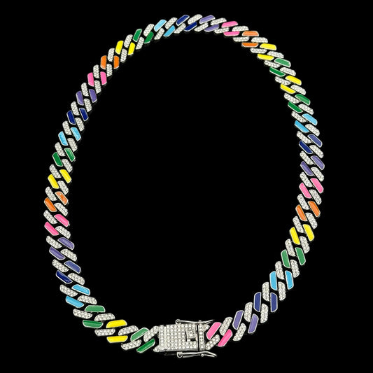 Colier Cuban Rainbow Silver