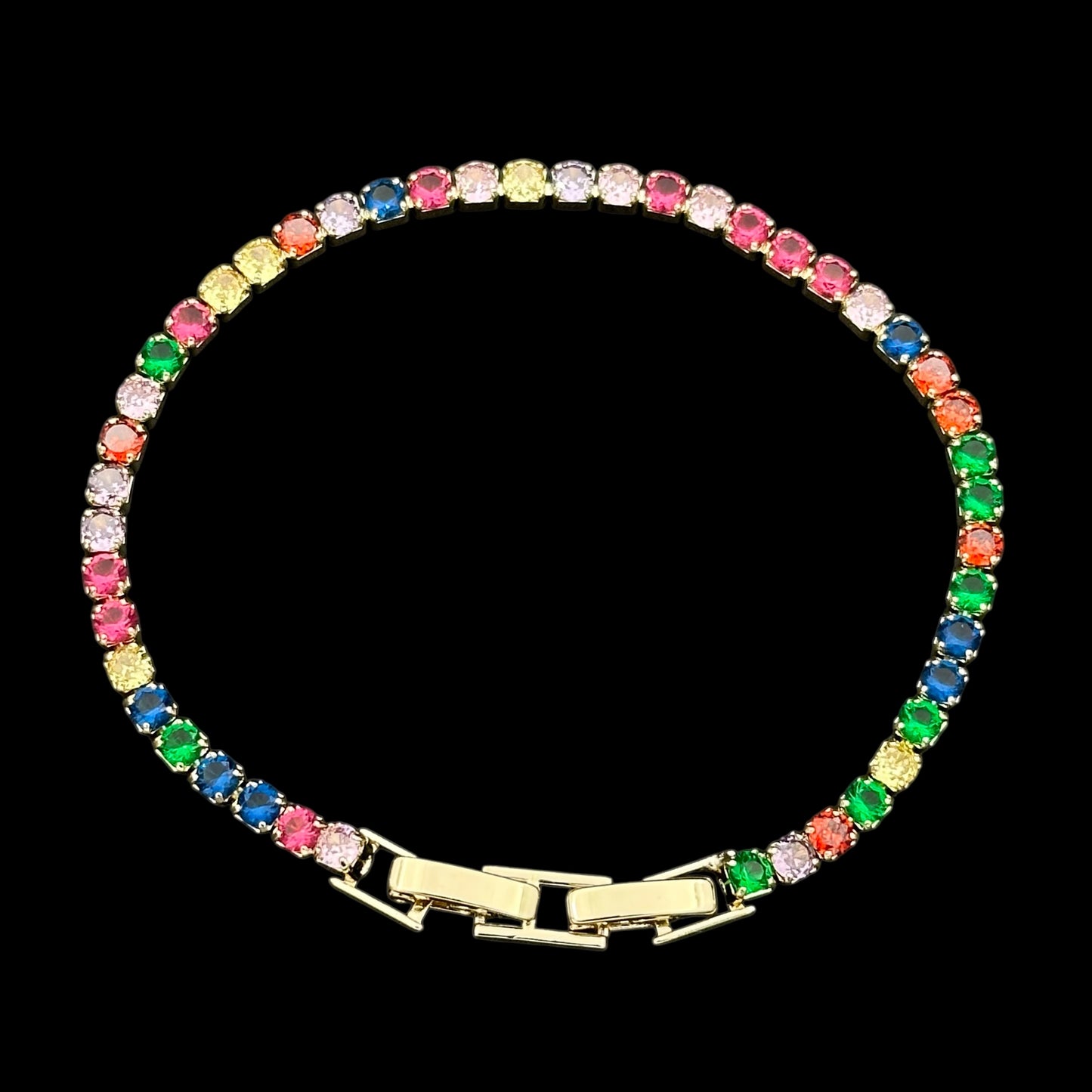 Brățară Tennis 3mm Multicolor Placată cu Aur 18K