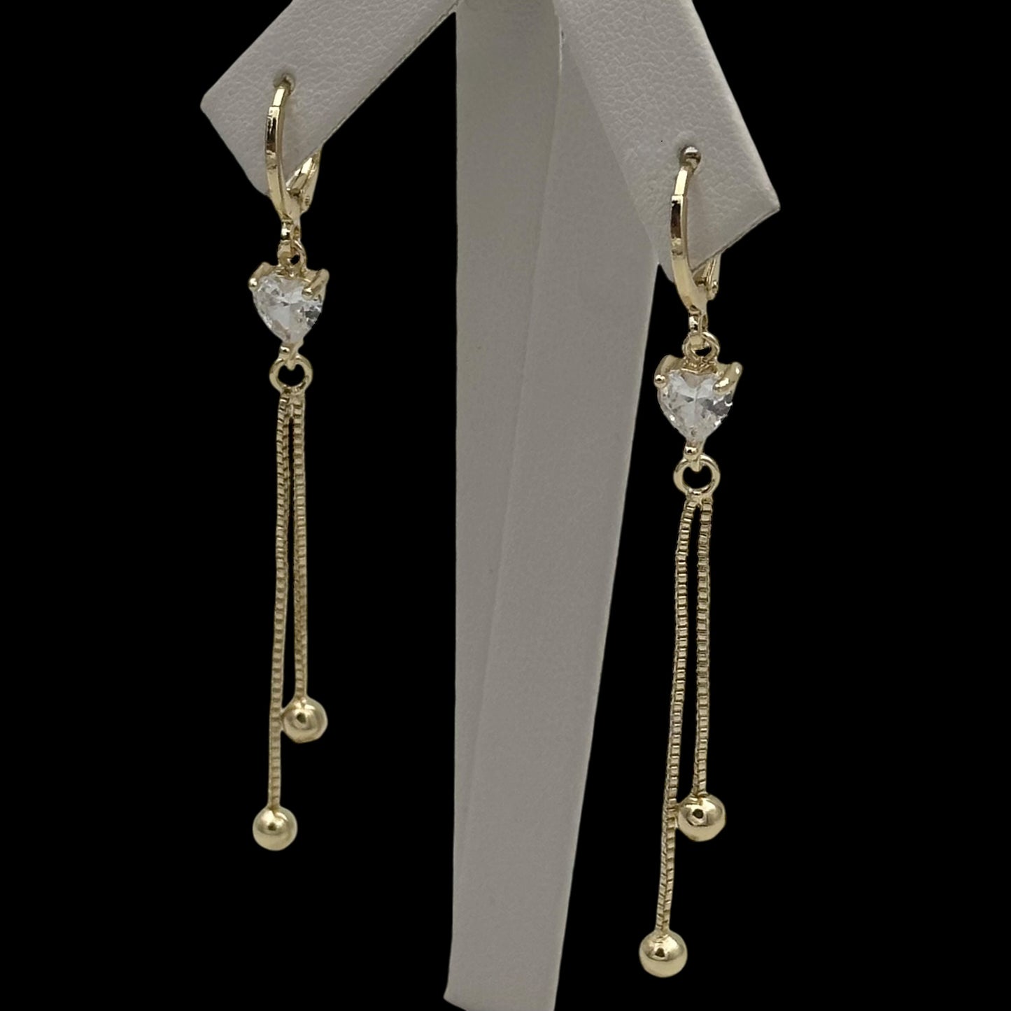 Cercei Heart Long Placați cu Aur 18K