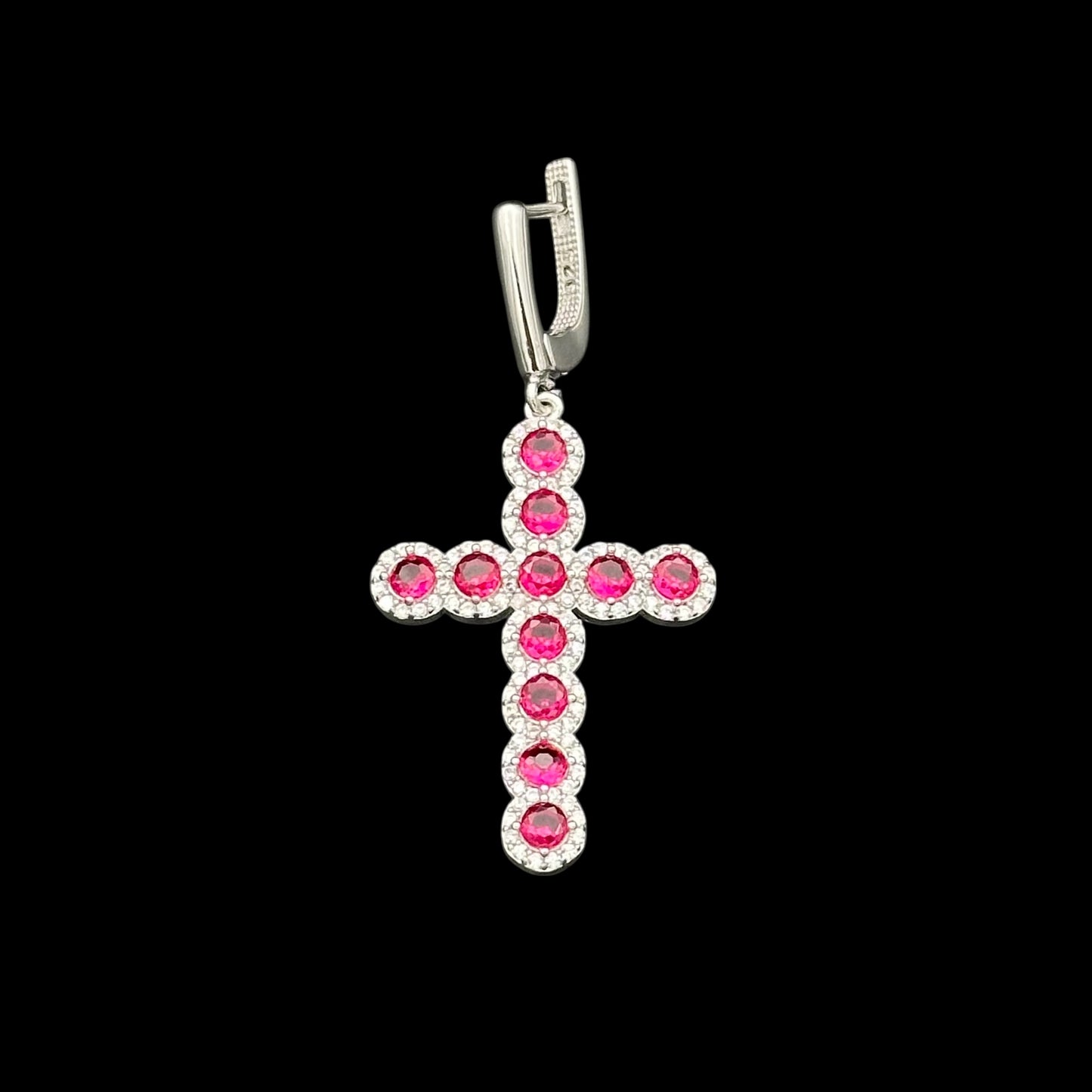 Cercei Cross Angely Fuchsia Argint