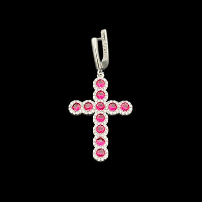 Cercei Cross Angely Fuchsia Argint