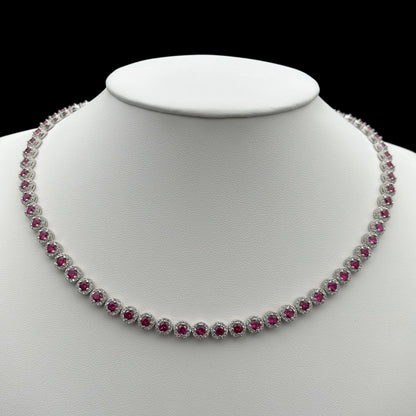 Colier Tennis Angely Fuchsia Argint