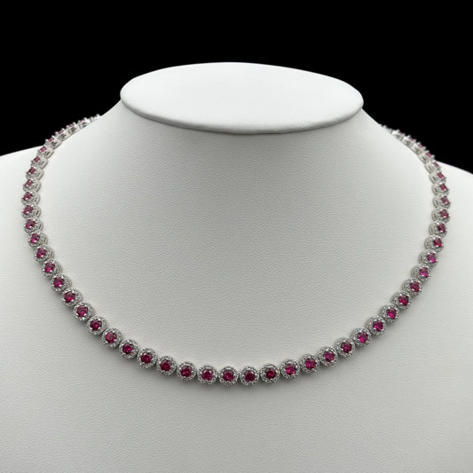 Colier Tennis Angely Fuchsia Argint