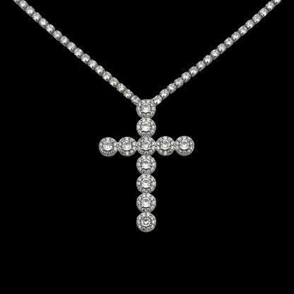 Colier Tennis Angely Cross Placat cu Aur Alb