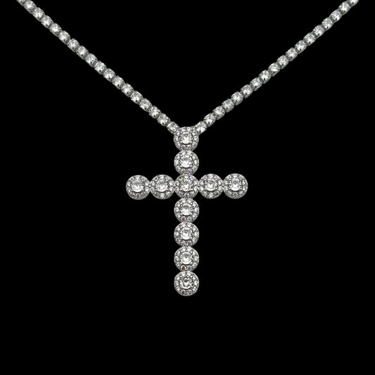 Colier Tennis Angely Cross Placat cu Aur Alb